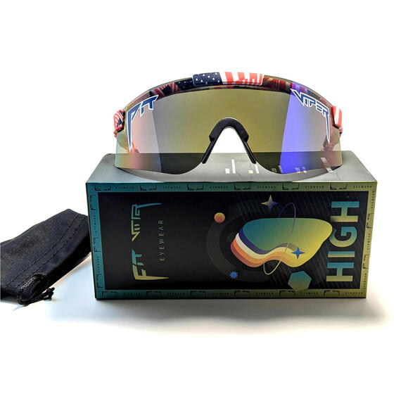 PIT VIPER Sunglasses USA Flag Motif Patriotic Red White/Blue Shield Eyewear - Picture 1 of 10